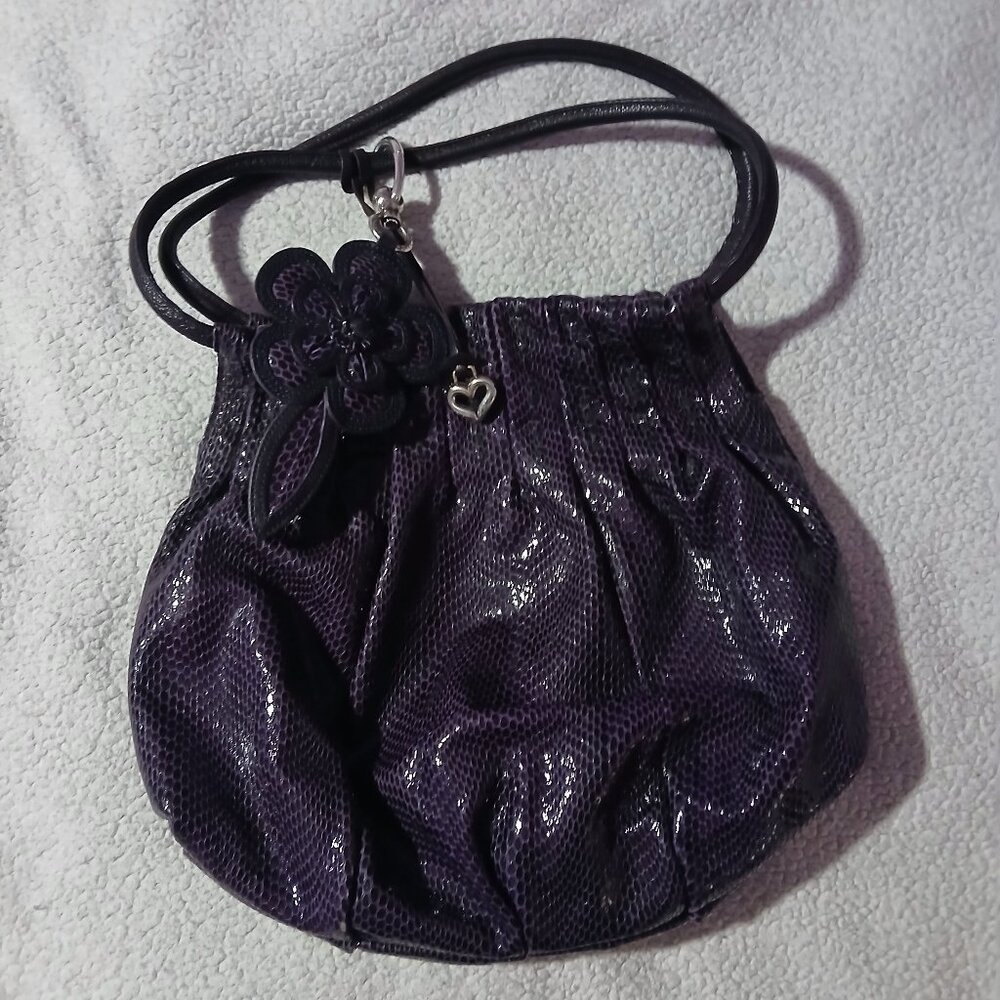VINTAGE WOMEN'S BRIGHTON NOLITA PURPLE PATENT LEATHER HOBO BAG